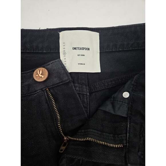 NWOT One Teaspoon Black Trucker Denim Shorts Womens 26 Mid Rise Cut Offs - Picture 4 of 4